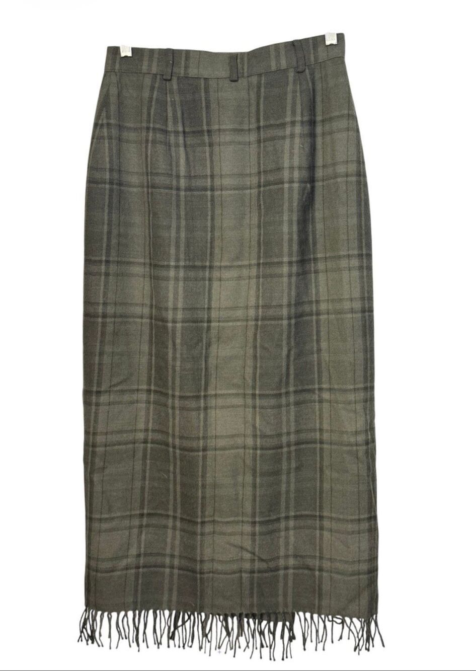 Lauren Ralph Lauren Vintage Wool Plaid Wrap Skirt Fringe Hem Long Sz. 6 - Picture 3 of 5